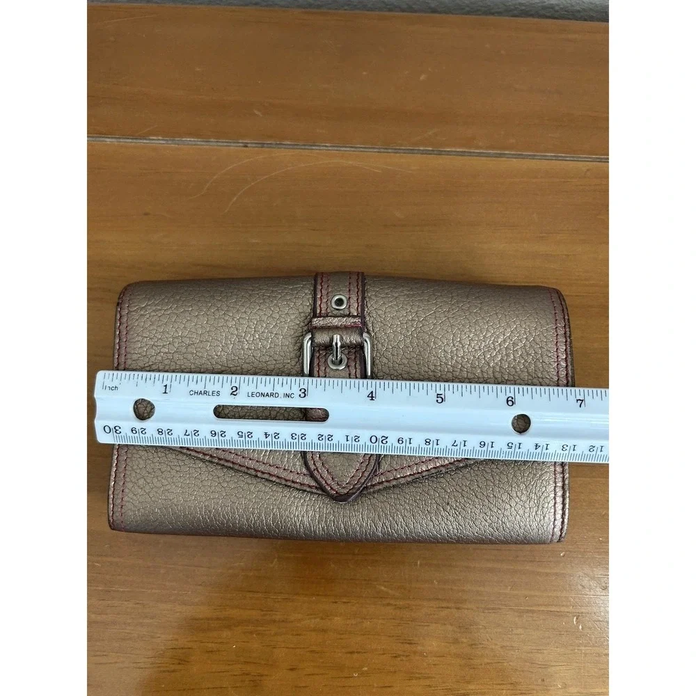 Vtg Wilsons Leather Bifold Wallet For Women Leather Rose Gold Tone‎